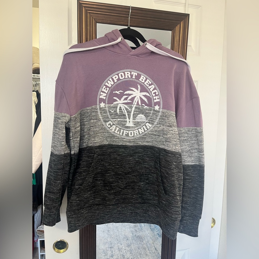 Newport Beach California Purple and Grey Hoodie